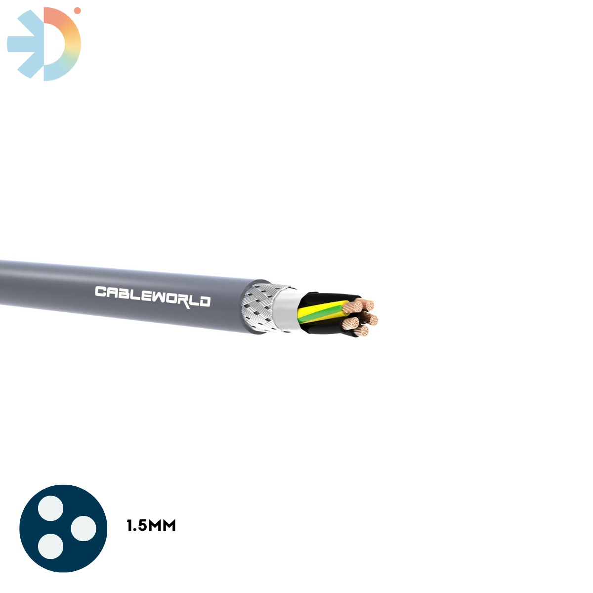 CY 3 CORE 1.5MM GREY CABLE PER 100M DRUM