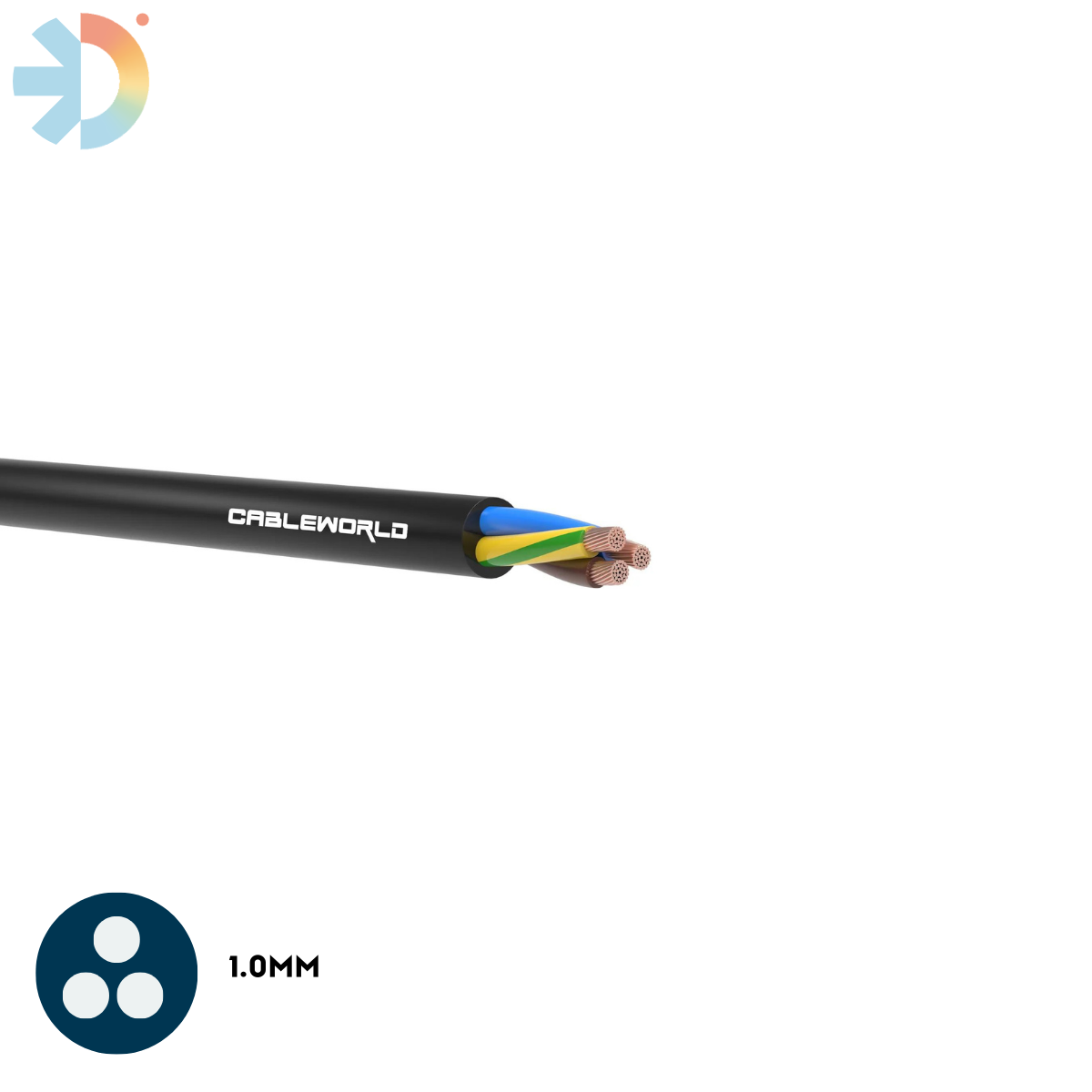 FLEX 3 CORE 1.0MM BLACK CABLE PER 100M DRUM